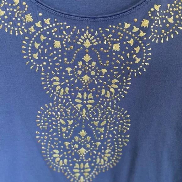 Karen Scott silvery blue cotton tshirt - Picture 2 of 5